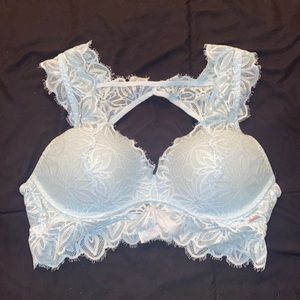 VS Pink light blue lace push up bralette